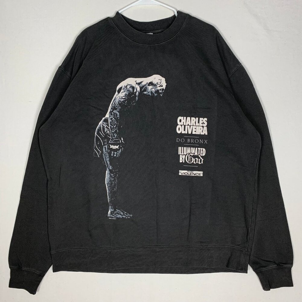 Charles Oliveira Faded Black Sweatshirt Men's XL